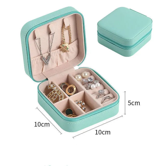 Jewelry Storage Box leather Jewelry Stand Earrings Ring Box Cosmetics Beauty Container Organizer (random color)