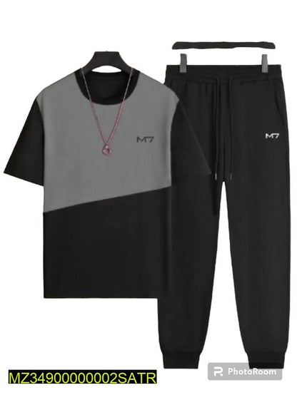 Men's Premium Colorblock Polyester Tracksuit – Brown & Black (M7 Edition)